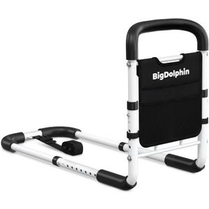 Bed Rails for Elderly Adults - ASTM Approved Adjustable Bed Cane with Non-Slip Ergonomic Handle & Storage Pocket, Bed Railings for Seniors Hold up to 350 LBS, Tool-Free (Medium)