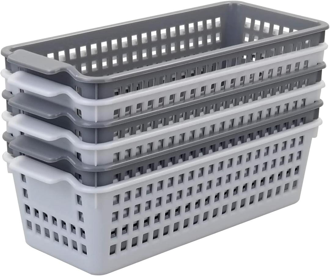 Kiddream 6 Pack Small Storage Baskets, Slim Plastic Baskets Bins, 11.57" x 5" x 3.42"
