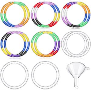 Libima 53 Pcs Sand Art Kits Include 48 Clear Hollow Plastic Bracelet with 5 Plastic Small Funnel for Art Crafts and Summer Party Favors, Not Include Sand