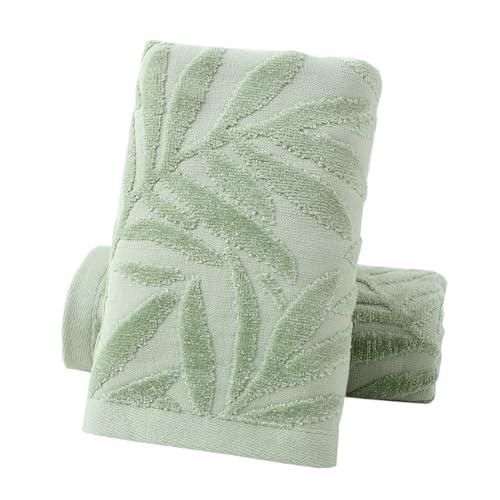Pidada Hand Towels Set of 2 Leaf Pattern 100% Cotton Absorbent Soft Decorative Towel for Bathroom (Green)
