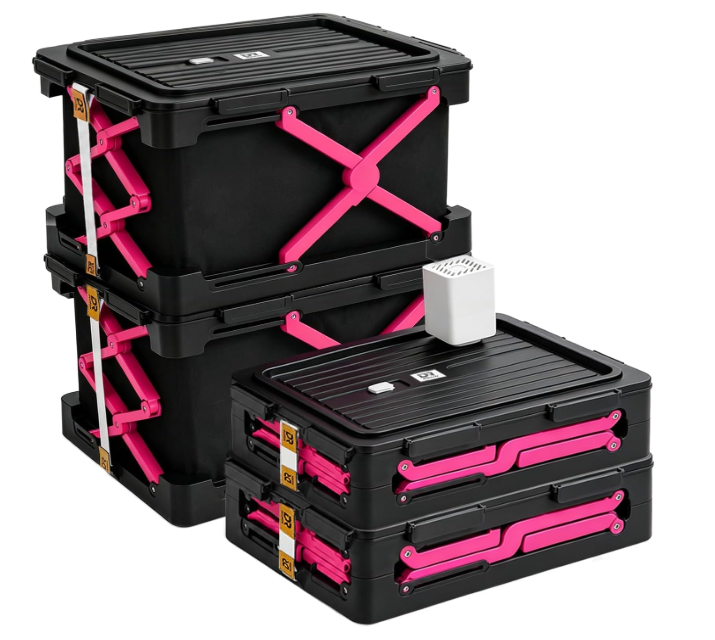 Storage Bags for Clothing, 14.8-Gallon Collapsible Vacuum Storage Boxes with Lids, Stackable Storage Bins for Blankets, Comforters, Bedding, and Underbed Storage, Black (1-Pack)