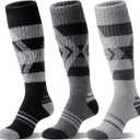 3 Pairs Merino Wool Ski Socks for Womens Mens Thermal Winter Warm Thick Knee High Socks for Skiing Snowboarding (Medium, Dark Grey/Grey/Black)