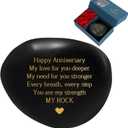 Happy Anniversary Rock Gifts for Men & Women - Decorative Rock with Heartfelt Message, Anniversary Wedding Gift for Husband Wife Him Her Couple,Romantic Keepsake,Engraved Natural River Stone Accessory