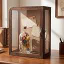 Vicenpal Deep Shadow Box Frame 14" x 11", Depth 6" Shadow Boxes Display Case Rustic Burnt Wood Clear Acrylic Panels Memory Box for Flowers Picture Graduation Cap Wedding Medals