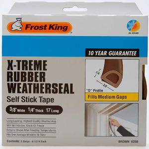 Frost King Brown EPDM Rubber Foam Weather Stripping Tape For Door and Window 17 ft. L x 1/4 in.