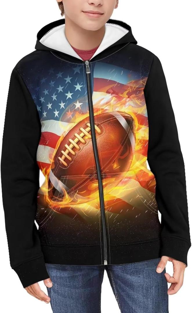 Suobstales Kids Soft Zip-Up Hoodie for Boys 6-16 Years Hooded Sweatshirt Fall Cardigan Jacket with Pockets (M)