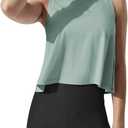 Mippo Crop Tops for Women Womens Workout Tops Flowy Cropped Tank Tops Athletic Shirts (M)