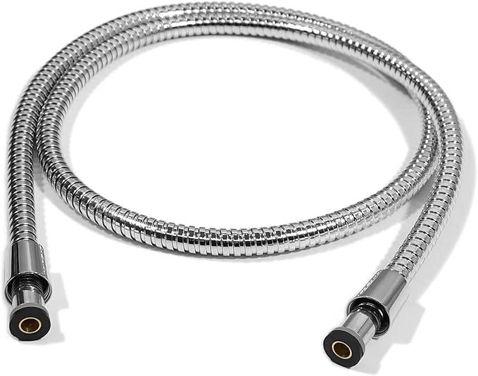 MakeFit 59 Inch Stainless Steel Shower Head Hose with Brass Nuts, Universal Replacement, Silver