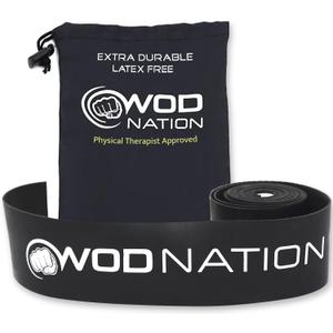 WOD Nation Muscle Floss Bands Recovery Band for Tack and Flossing Sore Muscles and Increasing Mobility : Stretch Band Includes Carrying Case (Black)