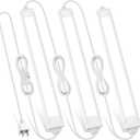 3 Pack Plug in Under Cabinet Lighting for Kitchen, 6500k Bright Under Counter Lights for Shelf/Workbench/Bookshelf/Over Sink, 14inch Linkable 110V LED Light Bar