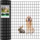 Garden Fence Black PVC Coated Welded Wire Fencing 48 Inch x 100 Foot, 2 Inch x 3 Inch 16GA, Garden Border Fencing Roll Vinyl Coating Metal Wire Mesh for Yard Vegetable Plant Protection Poultry Netting