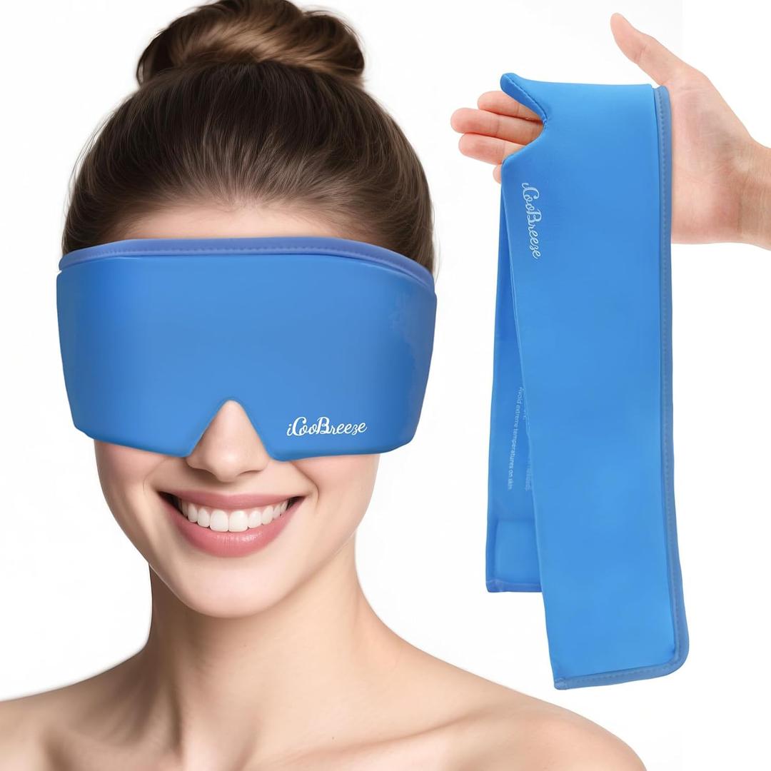 Cooling Eye Mask for Puffy Eyes, Headache and Migraine Relief Gel Eye Mask, for Headache, Puffiness, Eye Strain, Sinusitis & Post-Surgery Care  Large Soft Reusable Cold Eye Compress, Deep Blue