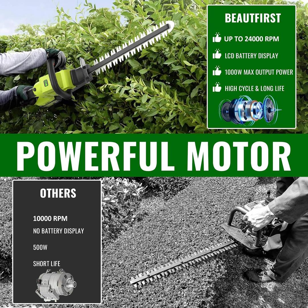 22-Inch Hedge Trimmer Cordless with 2x5.0Ah Battery & Charger