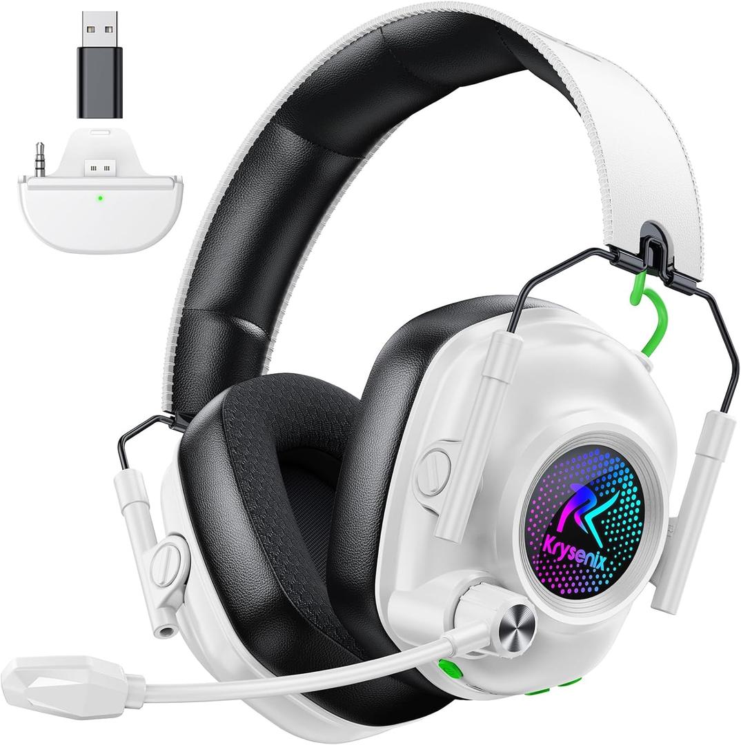 Wireless Gaming Headset for Xbox Series X|S, Xbox One, PC, PS5, PS4, Mac, Switch, 2.4 GHz Wireless & Bluetooth 5.4 Gaming Headphones with Noise Canceling Microphone, 50Hr Battery, 50mm Drivers-White