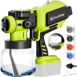 Cordless Paint Sprayer for Ryobi 18V Batteries, HVLP Handheld Spray Gun with 1200mL Capacity & 4 Copper Nozzles, 70000RPM Brushless Motor for Cabinets, Furniture, Fence, Trim, House & More(Tool Only)