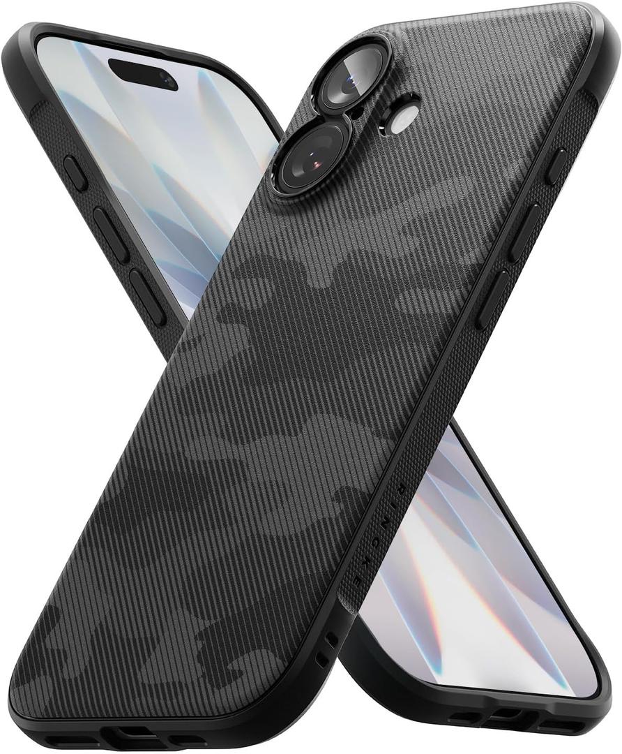 Ringke Onyx for iPhone 17 Case, [Feels Good in The Hand] Oil & Dirt Resistant, Individual Lens Covers for Cameras, Non-Slip Enhanced Grip Lightweight Cover - Camo Black