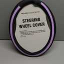 Road Comforts Leather Steering Wheel Cover  Black & Purple, Universal Fit 14.5-15 Inch, Microfiber Leather, Anti-Slip & Breathable Design for Men and Women