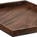 12" Small Hexagonal Black Walnut Wood Ottoman Tray