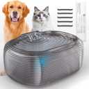 JMICOW 10L/2.6Gal/338oz Dog Water Fountain for Large Dogs, Dog Fountain Water Bowl, Pet Water Fountain with 5 Replacement Filters and 4 Cleaning Brushes (Black)