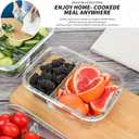 KOMUEE 10 Packs 30oz Glass Meal Prep Containers 2 Compartments,Glass Food Storage Containers with Lids,Airtight Lunch Bento Boxes,Microwave,Oven,Freezer and Dishwasher Safe
