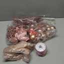 Realspring 72 Pieces Christmas Tree Ornament Set Xmas Assorted Decorations Bulk Glitter Poinsettia Berry Picks Topper Star Sequin Tree Skirts for Home Wreaths Holiday Party Favors (Rose Gold)