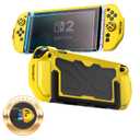 Toladoshop Dockable for Switch 2 Grip Case (2025) Accessories, Armor Slim Military-Grade Protection for Detachable 3PCS Design Joncon Holder with Screen Protectors and Joystick caps, Yellow