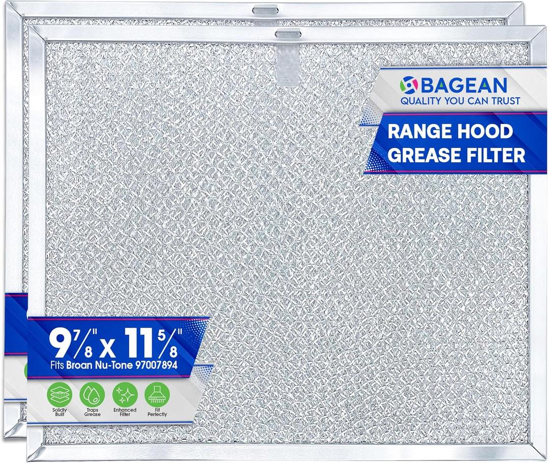 Bagean Stove Hood Vent Filters 9.9" x 11.7" 97007894 Compatible with Broan Range Hood Filter Replacement - Fit's Nutone Kitchen Exhaust Fan Filter Screen - Blocks Grease & Filters Oven Air (2-Pack)