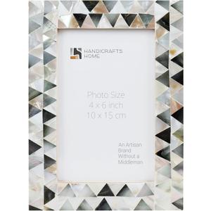 Handicrafts Home 4x6 Picture Frame, Wall & Tabletop Dcor, Handmade Pearlescent Abyss Pattern, Vintage & Elegant Mother of Pearl Picture Frames for Living Room, Office & Home Decor  White & Black