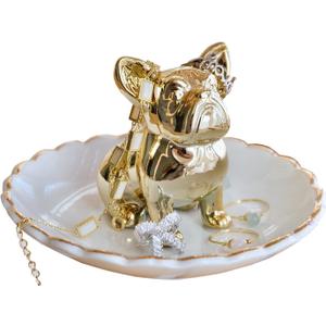 PUDDING CABIN Bulldog Ring Holder Dish, Gifts for Mom Valentines, Birthday Gift for Women Friend Girls Aunt Mothers Day Bridesmaid Wedding Engagement Xmas Gifts, Dog Mom Gifts for Women