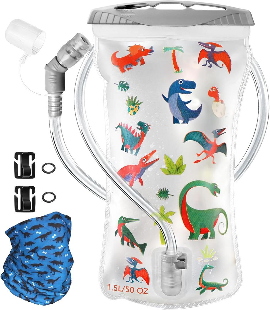 CHERAINTI Hydration Bladder, 1.5 Liter Kids Water Bladder for Hiking Backpack, BPA-Free Water Reservoir Bag Pouch, Leak Proof Hydration Pack Replacement for Outdoor Running Camping Cycling Skiing (Clear)