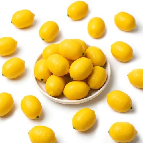 BigOtters 10PCS Small Artificial Lemons, Faux Yellow Lemons 2.7 x 1.8 Inch for Fake Fruit Bowl Lemonade Party Summer Decor Photo Props