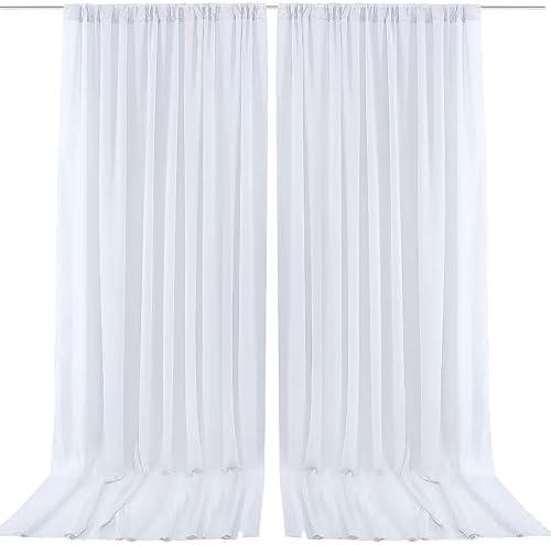 10x10ft White Chiffon Sheer Backdrop Curtains (2 Panels 5x10ft Each) -Wrinkle-Free Drapes for Wedding, Birthday Party & Photography Stage Decor