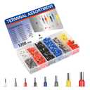 2 x 1200pcs Wire Ferrules Kit Ferrule Connectors AWG22-7 Wire Crimp Pin Terminals Insulated Cord Wire Ends Terminals