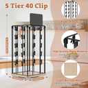 OFUSUY Chip Rack Display Stand, 5 Tiers 40 Clips Display Stand Easy Installation, 360Rotating Wooden Base Chip Bag Holder for Concession Stand, Snack Organizer for Christmas Party, Retail