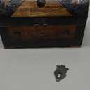Ajuny Wooden Pirate Treasure Chest Jewelry Box  Handcrafted Vintage Keepsake Organizer with Shell Strips, Perfect for Necklaces, Earrings, and Trinkets, 9x6 Inch Gift Box