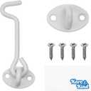Kare & Kind Hook and Eye Latch (4-inch) - with Mounting Screws - Heavy Duty Locks for Door, Gates, Barns, Bathrooms, Cabins (1-White)