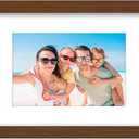 decorUhome 6x20 Picture Frames Collage Wall Decor, Display 3Pcs 4x6 Photos with Mat or 1Pcs 6x20 Unmatted, 3 4x6 Collage Picture Frames for Wall Mounting, Brown