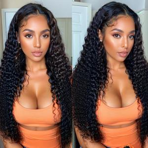 VibeFusion Kinky Curly Wig Human Hair 13x4 HD Lace Front Wig 200% Density Pre-Plucked Pre-Cut 18 Inch Brazilian Virgin Hair Wigs for Women