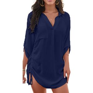 Women Swimsuit Coverup Beach Cover Ups Summer Beach Dress Drawstring Shirt for Vacation Cruise