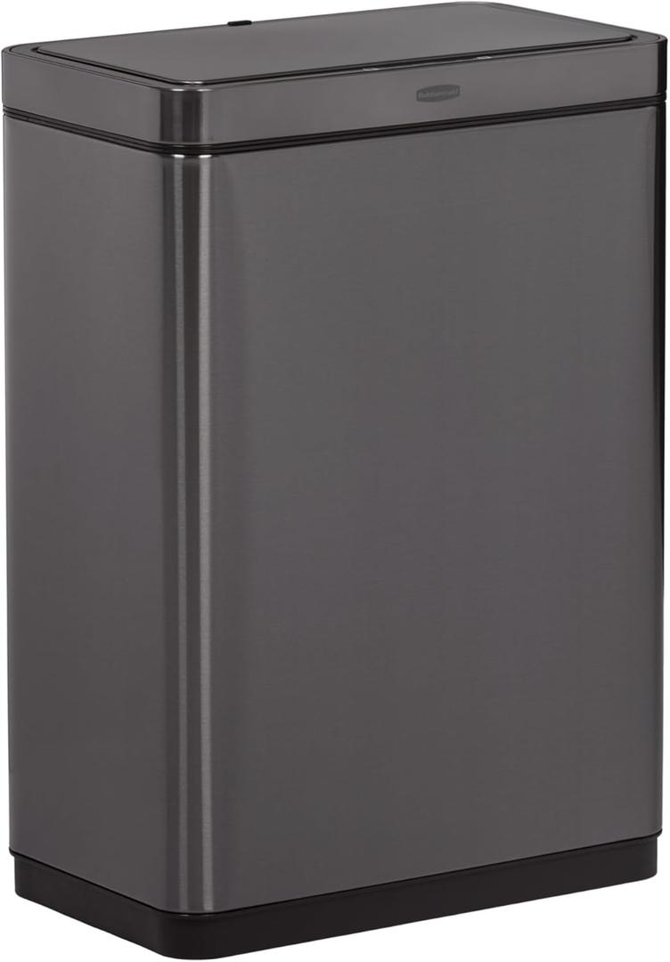 Rubbermaid Elite Stainless Steel Sensor Trash Can for Home and Kitchen Batteries Included 12.4 Gallon Charcoal for Home/Kitchen/Hotel/Lobby/Office