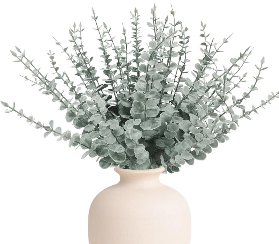 48pcs Artificial Eucalyptus Stems, Fake Greenery Leaves for Floral Arrangements, Home Office, Wedding Centerpiece, Christmas Party Decor