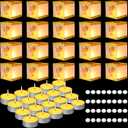 Cunno 72 Pcs Square Water Floating Lanterns Set Paper Tangled Lanterns Hummingbird Pattern Chinese Wishing Lights with Tea Candles and Adhesive Pads for Praying Pool Blessing Wedding Memorial