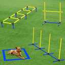 4-in-1 Dog Agility Equipment Set  Backyard Training Course -Adjustable Hurdle, Training LadderWeave Poles, Pause Box & Storage Bag - Indoor/Outdoor for Small to Large Dogs(4 Sets)