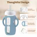 Straw Cup Conversion Kit with Silicone Sleeves for Avent Natural Glass Baby Bottle 8oz, Toddler Sippy Cups Transition Kit w Anti Breakage Bottle Holder Compatible with Philips Natural Baby Bottles 8oz