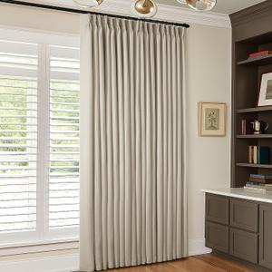 Neutral Linen Pinch Pleated Blackout Curtains 90 Inches Long Extra Wide 60 Inch Width for Sliding Glass Doors Modern Pleated Linen Blend Large Window Drapes Bedroom Living Room Taupe 60x90 1 Panel (Burlywood Birch)