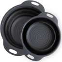 Collapsible Colander | 2-Pack Black Collapsible Strainer for Pasta, Fruits, & Vegetables | Compact Silicone Strainer Ideal for Straining all Sorts of Foods | Strainer for Everyday Use Medium