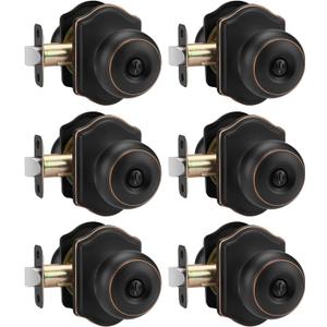 Goldenwarm Oil Rubbed Bronze Door Knobs Interior, Bedroom Door Knob & Bathroom Classic, Bronze Interior Door Knobs 6 Pack