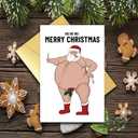 4 x Funny Fat Santa Christmas Card for Him Her, Hilarious Merry Christmas Card&Gift for Family Friend, Humorous Bad Santa Xmas Cards for Women Men (#1)
