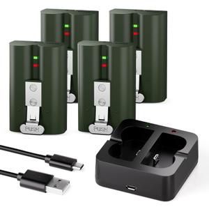 4-Pack Replacement Battery for Ring Doorbell - 6040mAh Rechargeable Ring Camera Batteries with Charger for Ring Video Doorbell 2/3/3 Plus/4, Spotlight Cam, Stick Up Cam (Military Green)