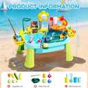 Ploomi Upgraded Toddler Sand Water Table Toy with Electric Water Pump, Kids Sand Water with Faucet/Play Food Accessories/Fishing Toy, Kitchen Play Sink Toys for Girl Boy Age 3+ (Light-Blue)